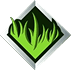 Stylized grass logo on black background